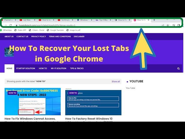 How To Recover Your Lost Tabs in Google Chrome||  Restore Chrome all tabs & pages after restart