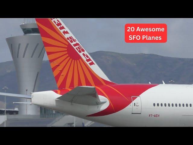 20 AWESOME Takeoffs and Landings at SFO - Plane Spotting San Francisco