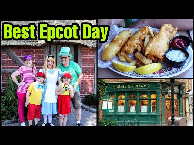 Meeting Alice in Wonderland at Epcot & Rose & Crown Review in the United Kingdom Pavilion