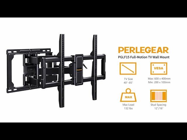 Step-By-Step Installation Guide for Perlegear PGLF15  UL-Listed Full Motion TV Wall Mount