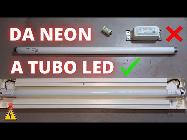 Conversione plafoniera da tubi neon a tubi led 230V