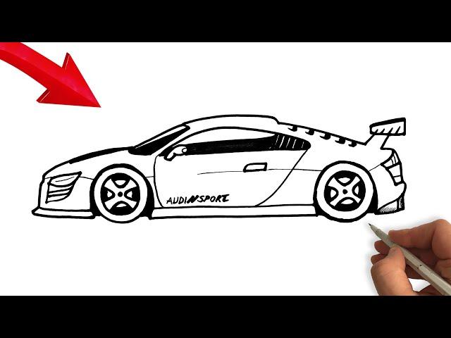 How to Draw a Sport Car - How to Draw Audi Car Easy - Step By Step Sport Car Drawing