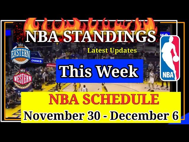 NBA STANDINGS TODAY as of November 29, 2024 | GAME RESULTS | NBA SCHEDULE November 30 - December 6