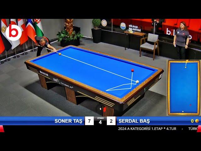 SERDAL BAŞ vs SONER TAŞ | 3 Cushion Billiards TÜRKİYE Championship Stage 1 -A- 2024 ANKARA