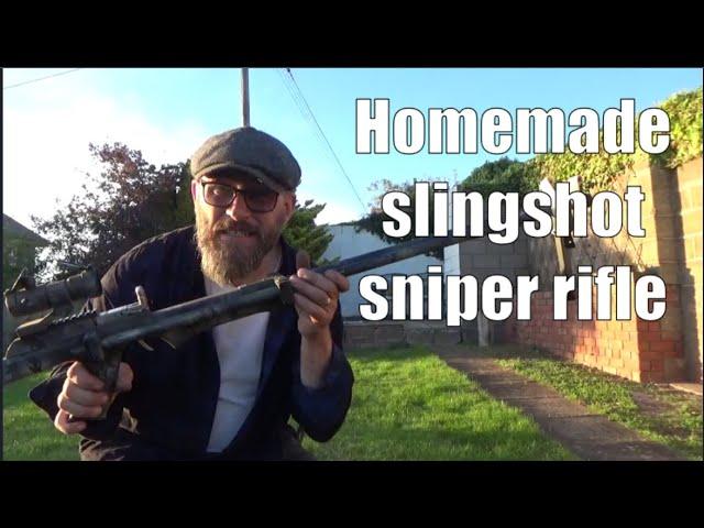 Homemade slingshot sniper rifle. Catapult rifle