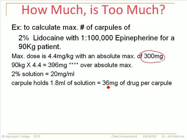 Calculating Maximum Doses of Anesthetic