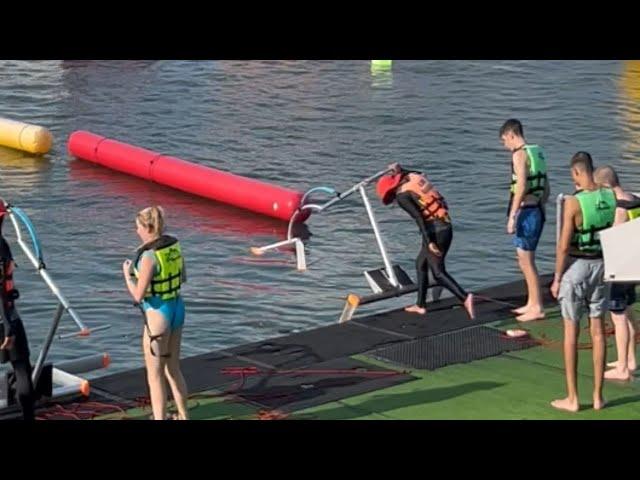 Man mistakes water skipper for a submarine *HILARIOUS WATER PARK FAIL!* || WooGlobe