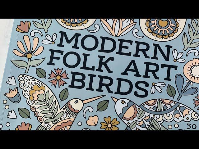 Flip through- Modern Folk Art Birds Coloring Book - by Jen Racine