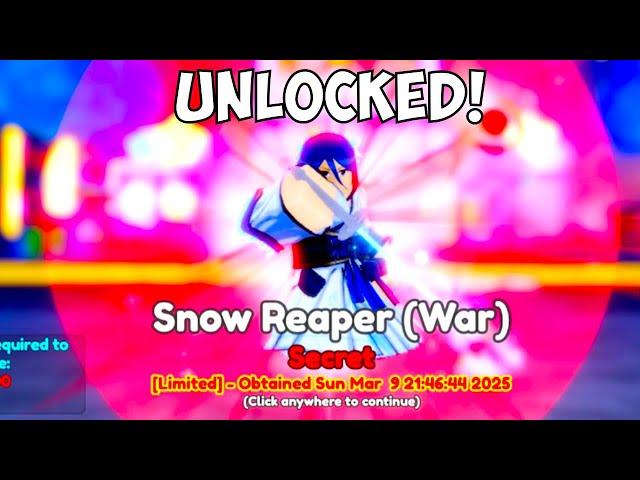 Unlocked Secret Unit SNOW REAPER in Anime Adventures Update 20