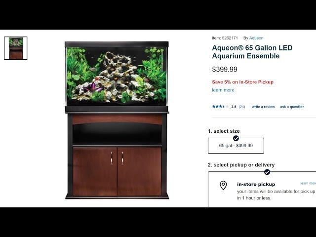 Aqueon/Petsmart 65 Gallon Aquarium Ensemble REVIEW: DON'T BUY!