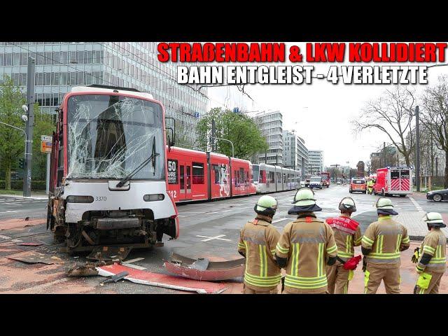 [SCHWERER UNFALL ZWISCHEN LKW & STRAßENBAHN!] - Bahn entgleist | LKW-Tank aufgerissen | 4 Verletzte