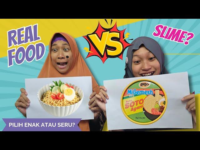 Real Food VS Slime - Challenge Aqilla dan Mbak Kunyit  Asti Kunyit - Bunda Aqilla Eps 375