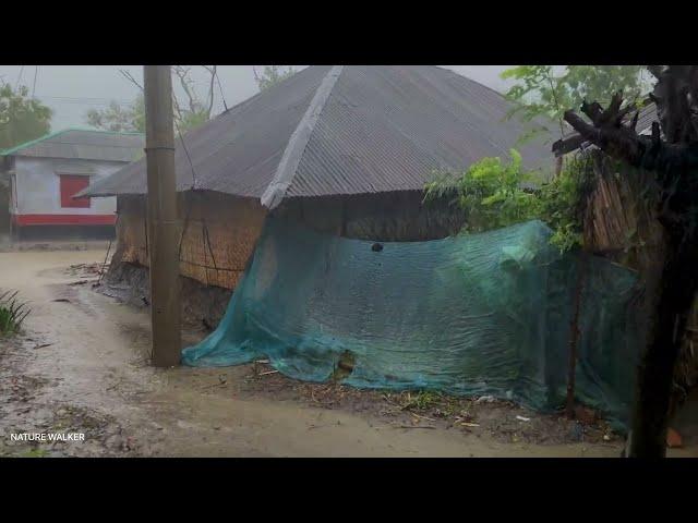 Super Heavy Rain and Loud Lightning in Bangladeshi Villages | Village Life | Rainy Day | Rain Walk