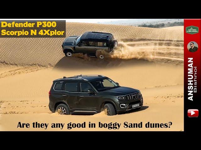 Scorpio N 4wd, Defender, Thar : Offroad Performance tested in Sand Dunes.