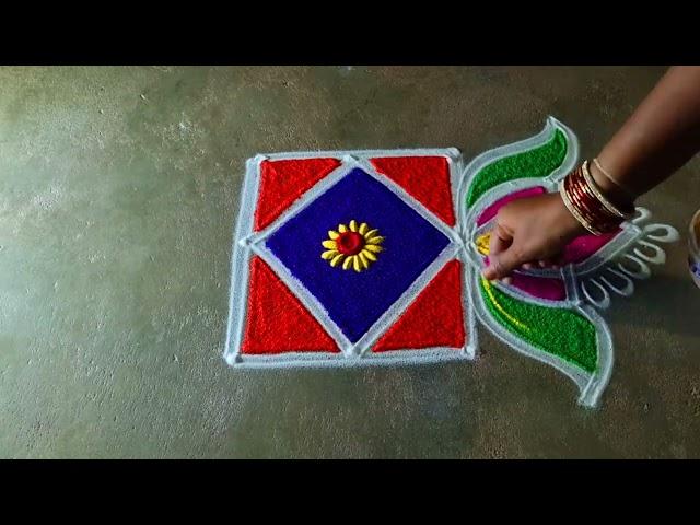 Newyear diyamuggulu designs 3*3 thai Pongal special bhoki flowers kolam margazhi kolangal