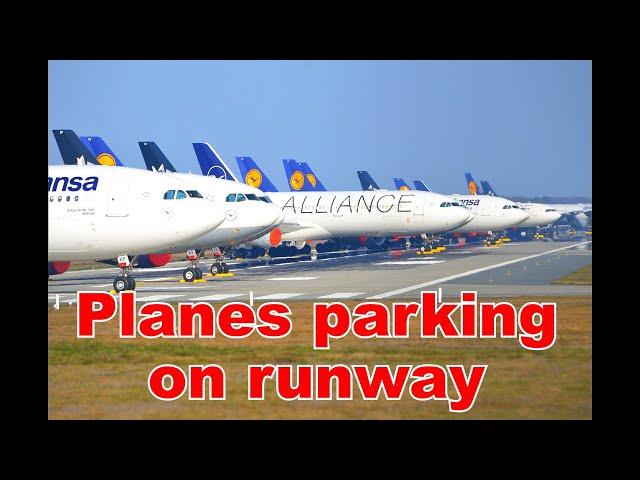 Lufthansa planes parking on runway at airport  Frankfurt EDDF FRA