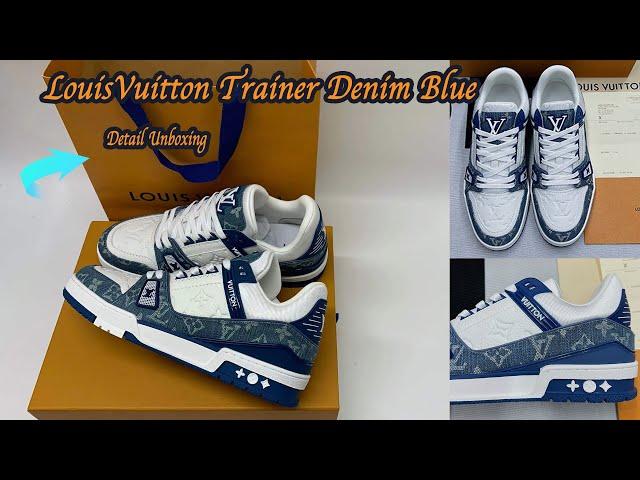 LV Trainer Louis vuitton trainer blue denim sneaker（unboxingreview）