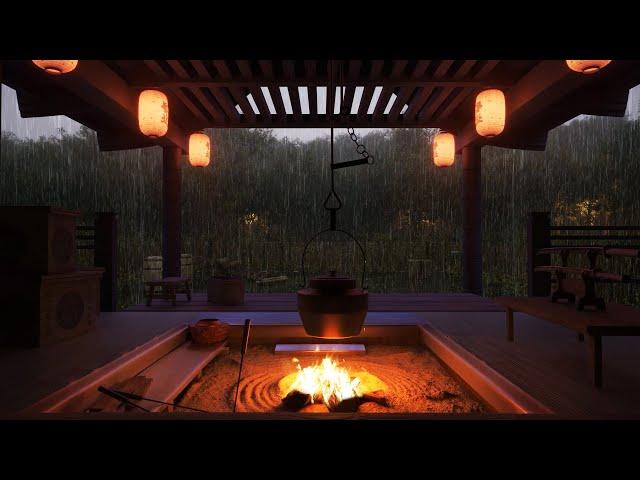 I'm protecting this place, so you can sleep | heavy rain sound | bonfire sound