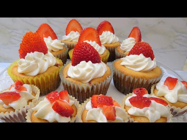 Strawberry Cup Cake Recipe - BAMA |  آموزش کاپ کیک توت فرنگی - باما