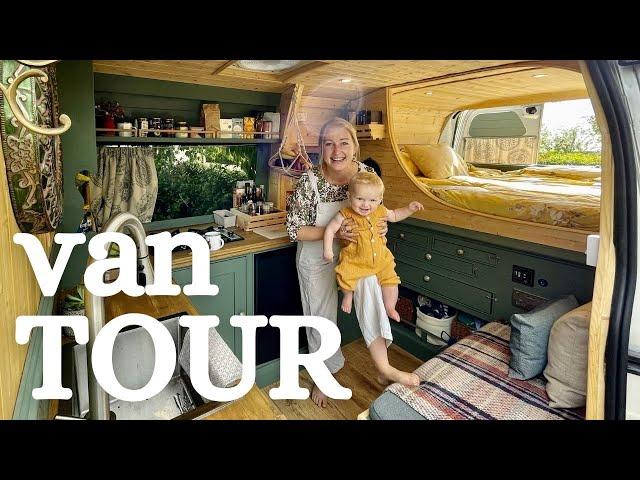 Unique LUXURY OFF-GRID van | Family of 3 full time van life.