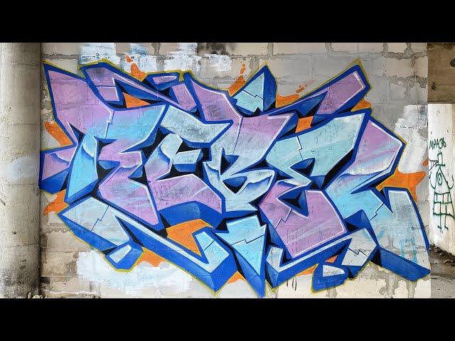 Rebel813. Graffiti piece. Fat and level one cap . 2022 4K