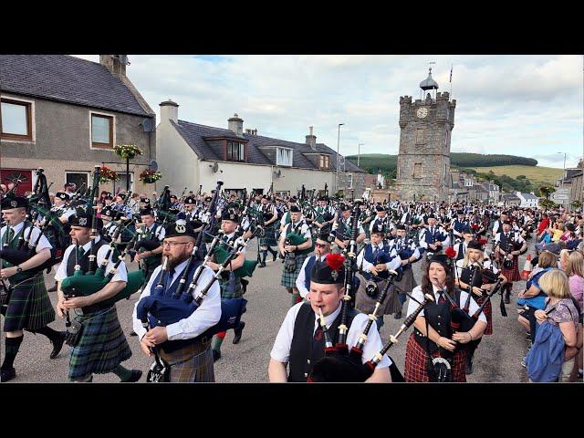 Scotland the Brave by massed Pipes and Drums for Beating Retreat after 2024 Dufftown Highland Games