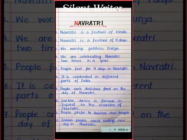 10 lines on navratri in English #Navratriessay #shorts  essay on navratri #silentwriter