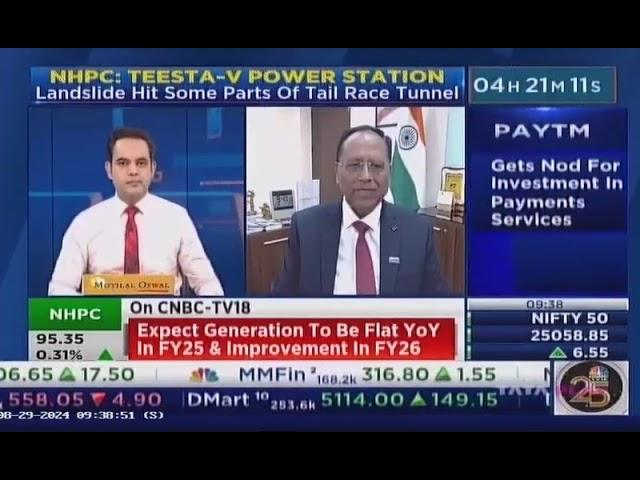 Interview of Shri R.K. Chaudhary, CMD, NHPC in CNBC TV18 news channel on 29.08.2024