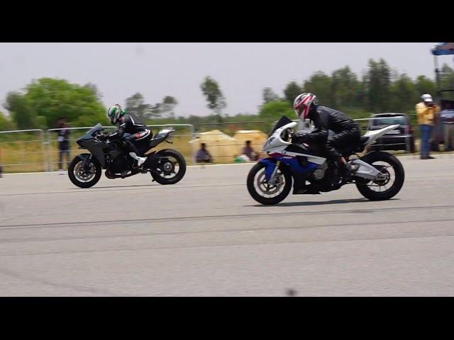 Kawasaki H2 Versus BMW S1000RR Drag Racing | VROOM 2016