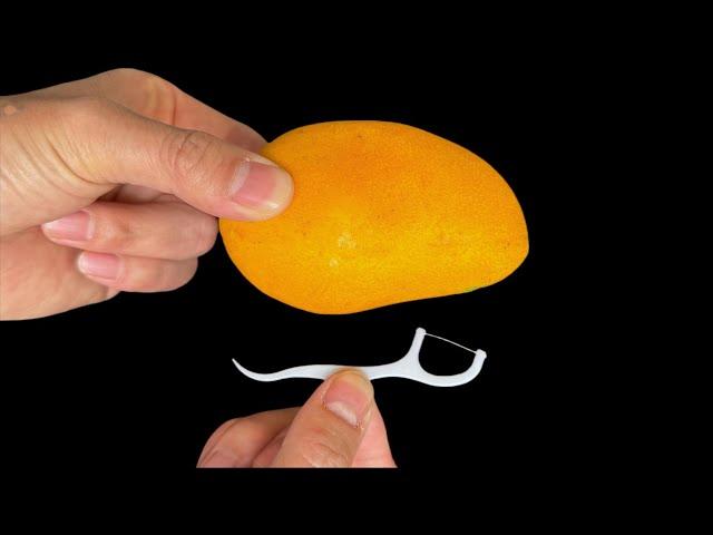 Easy Mango Peeling with Dental Flossデンタルフロスで簡単マンゴーの皮むき치실로 쉽게 망고 껍질 벗기기 ! 牙线去皮芒果，超简单Kitchen Hacks