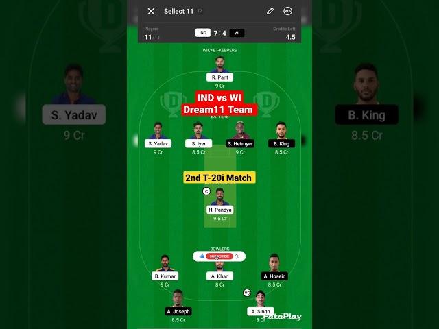 IND vs WI dream11 prediction ll ind vs wi dream11 team ll ind vs wi 3rd t20 match