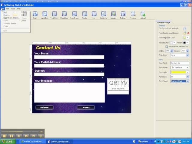CoffeeCup  Visual Site Designer  Tutorial 7B Contact Form