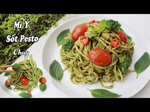 Mỳ ý sốt pesto xanh chay thơm ngon lạ miệng - Vegetarian green pesto spaghetti | Ù thích ăn chay