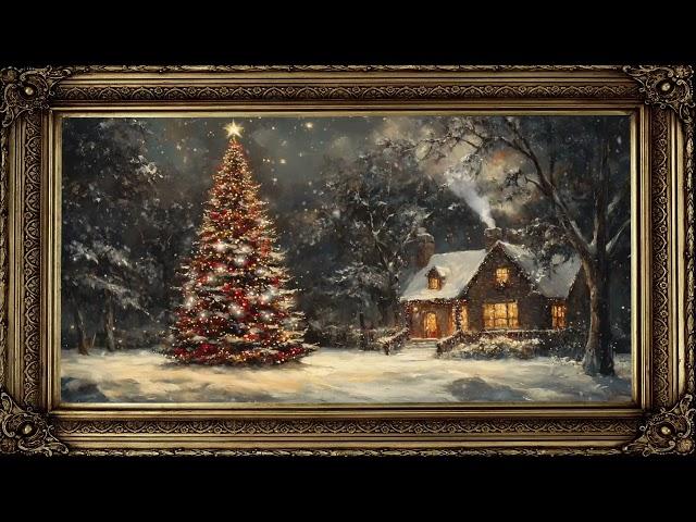 6-Hour Vintage Gold Frame TV Art |  Christmas Screensaver  | Falling Snow Wallpaper TV Art