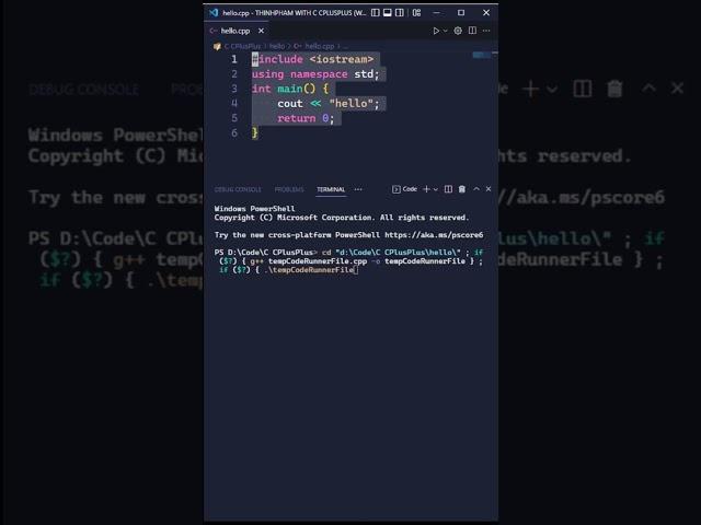 Run C++ Program On Visual Studio Code #coding #webinfo #training #shorts #javascript #c++