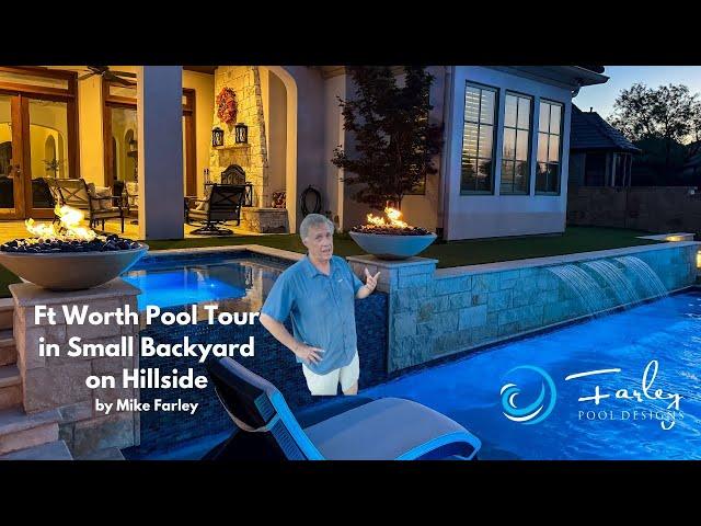 Ft Worth Pool Tour in Small Backyard with Hillside | Fire Features