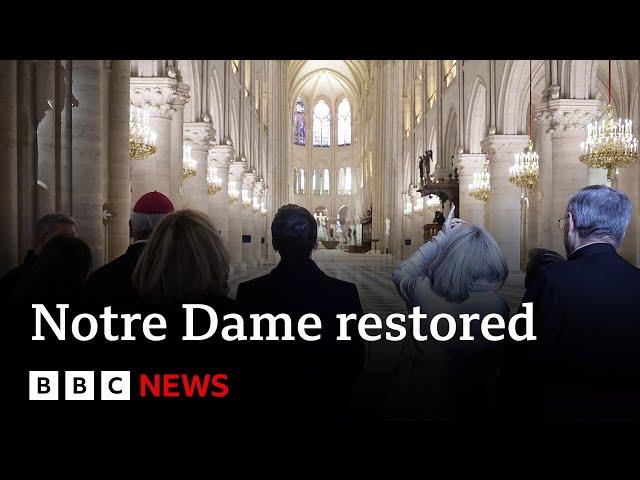 France's Emmanuel Macron praises "impossible" Notre Dame restoration | BBC News