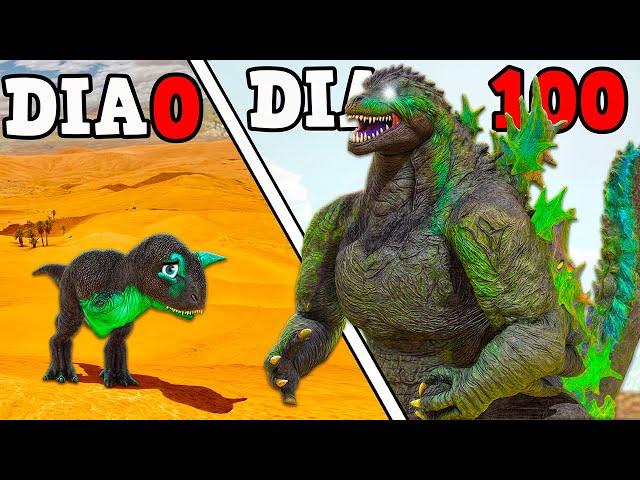 O PEQUENO CARNOTAURO ÓRFÃO DO DESERTO EVOLUIU PARA O GIGANTE GODZILLA MINUS ONE! SOBREVIVI 100 DIAS