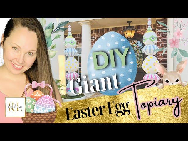 A Must See! LARGE OUTDOOR EASTER EGG TOPIARY DECOR. Beautiful and Unique Easter Porch DIY