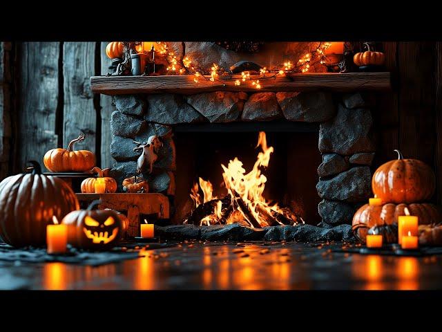 Spooky Halloween Fireplace 4K with Crackling Logs for a Cozy Haunted Ambience (12 Hours)