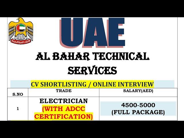 AL BAHAR TECH.SERVICE DUBAI M-Ph. 94183-81725, 98161-71358, @foreignemploymentinfo.vaca7070