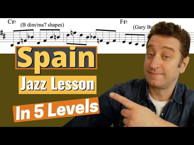 Spain - A Jazz Improv Lesson in 5 Levels (Chick Corea)