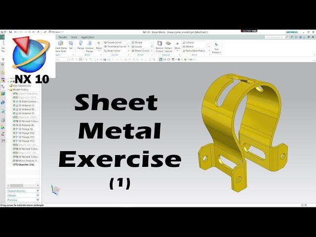 Unigraphics NX 10 Tutorial for Beginners | NX Tutorial 2022 | Sheet Metal Exercise