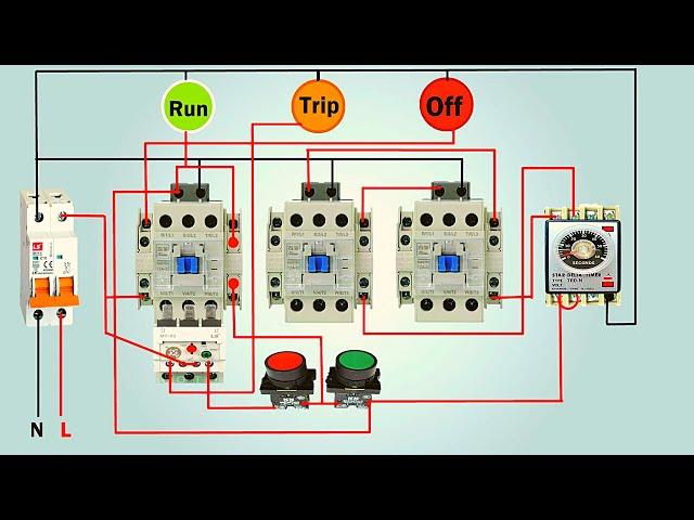 Auto Star Delta Starter Control Circuit  | Electrical Control Wiring