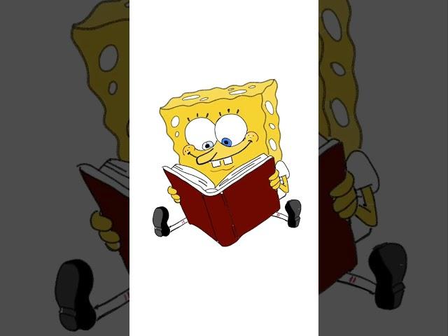 Cartoon animation- sponge bob reading a book #shorts #shortvideo #spongebob