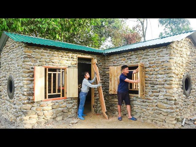 Start To Finish Build Log Cabin TIMELAPSE: Building A Solid House With Many Stone. FULL BUILD