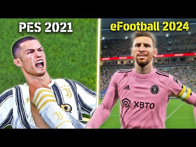 eFootball 2024 vs PES 2021 - Direct Comparison  Graphics, Facial, Animation, Gameplay | Fujimarupes