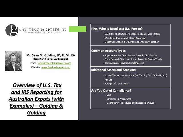 U.S. Tax and IRS Reporting for Australian Expats (Examples) – Golding & Golding, Board-Certified