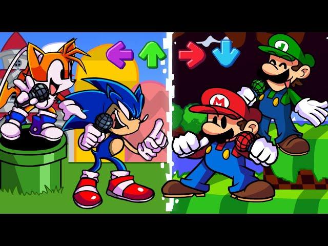 FNF Sonic & Tails vs Mario & Luigi - Cross Console Crash 2.0 (Super Mario Bros. Funk Mix DX)