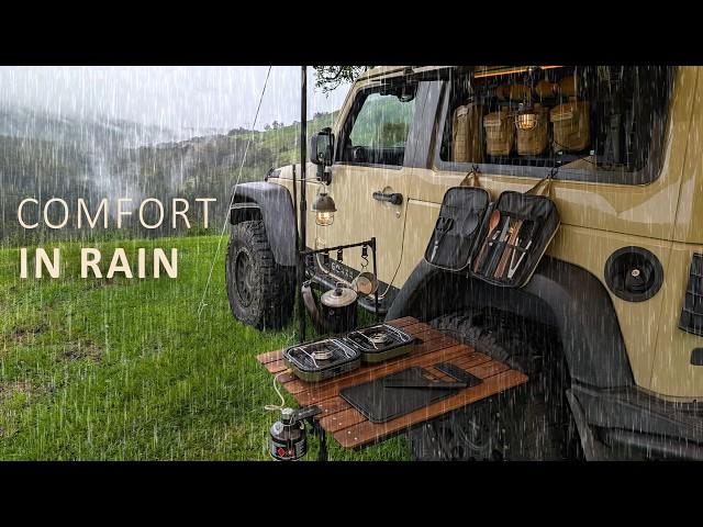 Car CAMPING in RAIN [ Cosy SOLO trip to the Rainy Mountains, AMSR ]